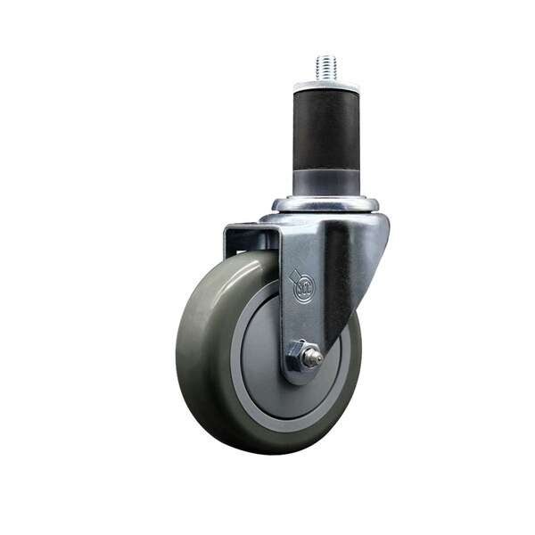 4'' SS Gray Poly Wheel Swivel 1-5/8'' Expanding Stem Caster